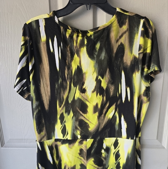 Ashley Stewart Maxi Dress Sz 14/16 Women Mixed Print Cowl Neck Short Sleeve Flaw - Picture 9 of 11